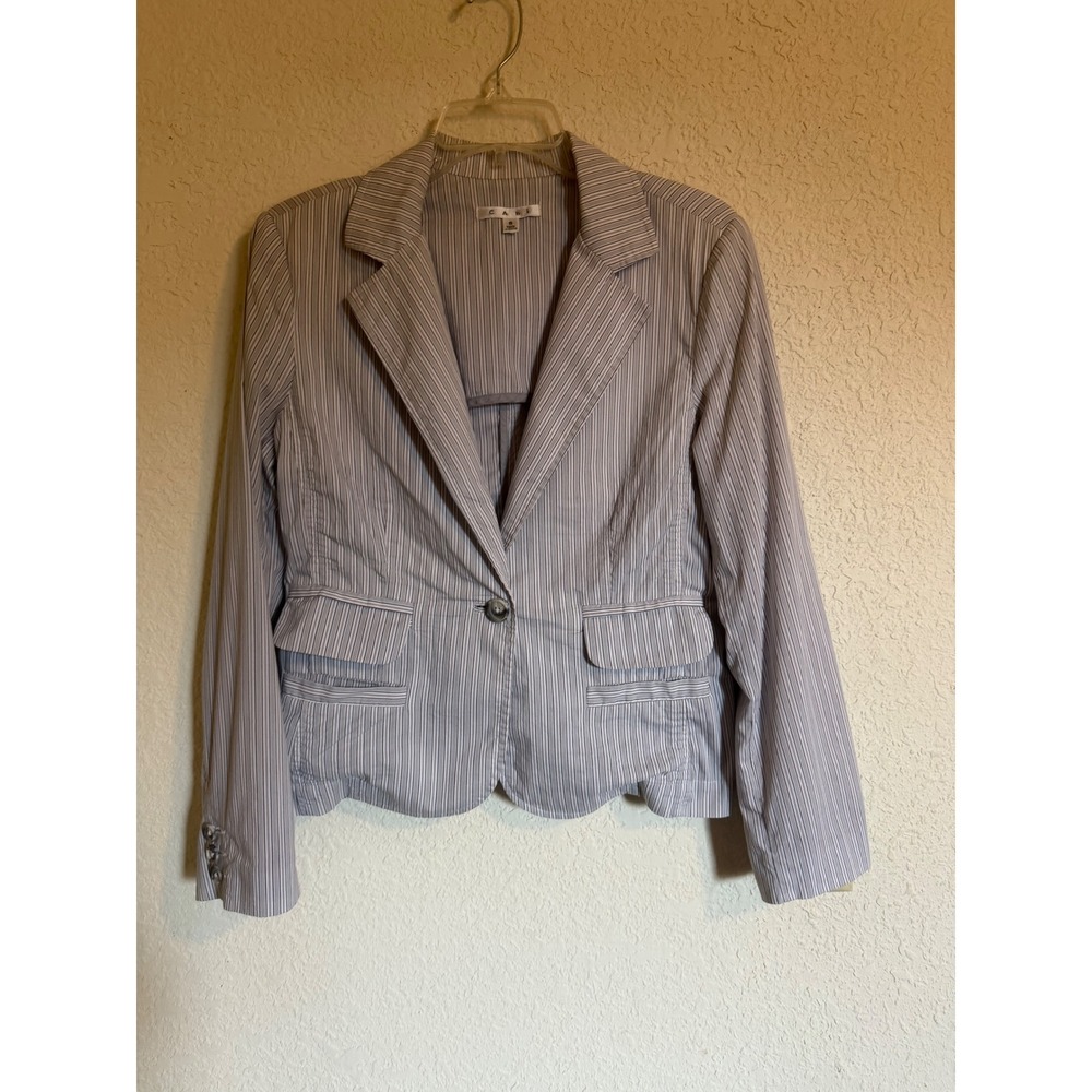 Cabi Womens Grey White Pinstripe Single Button Blazer Jacket 903 Size 8